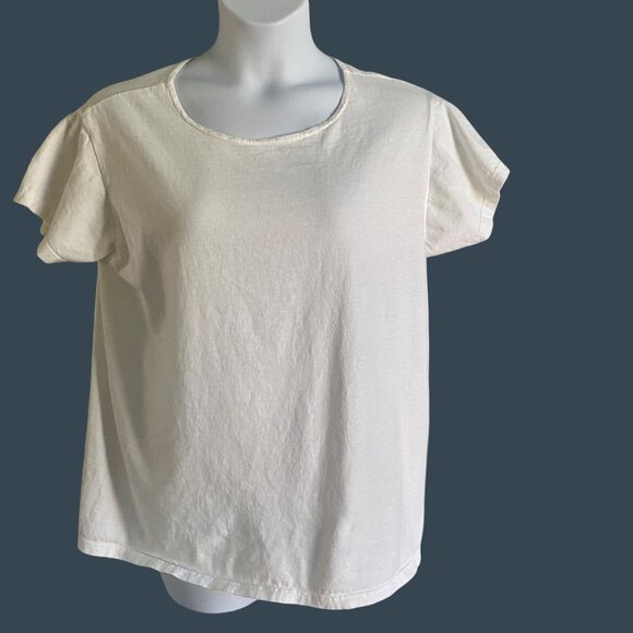 Chico's Design White Short Sleeve Cotton Shirt Size M/L - Picture 2 of 7